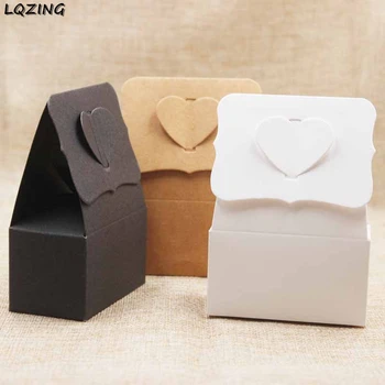 

30pcs DIY Heart White Surprise Gift Box Brown/Black Paper Small Candy Boxes Kraft Cardboard Mini Jewelry Packing Carton Box
