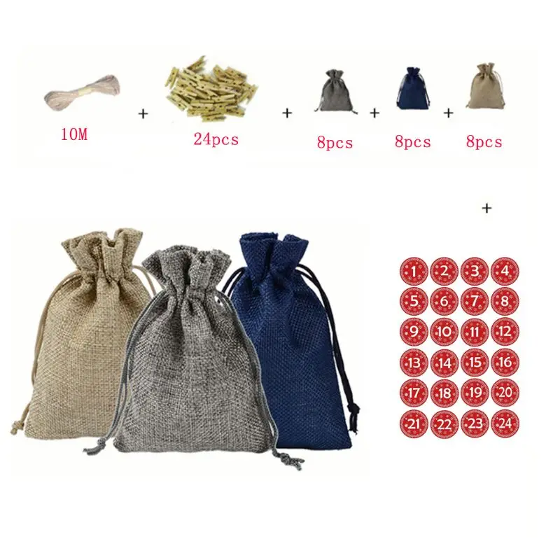 

24Pcs Advent Christmas Calendars Filling Candy Bag with Number German Stickers