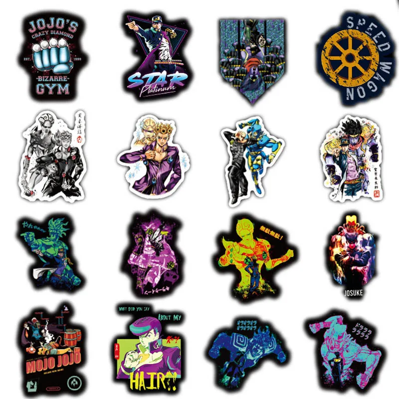 50 Pcs Anime JoJo Bizarre Adventure Stickers Cosplay Accessories Prop PVC Waterproof Cartoon Decal Sticker