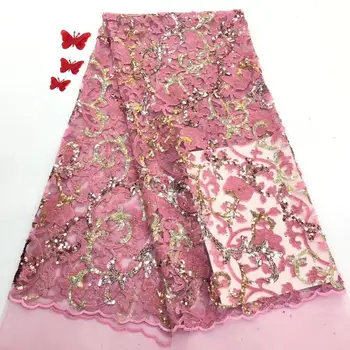 

Nigerian Lace Fabric 2019 High Quality Lace Embroiery African Velvet Lace Fabric With Sequin For African Wedding