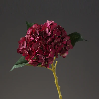 wine red Hydrangea 10 шт.! искусственная шелковая Гортензия цветы Свадебные цветы домашние декоративные гортензии искусственная Гортензия цветок ткань цветок - Цвет: wine red Hydrangea