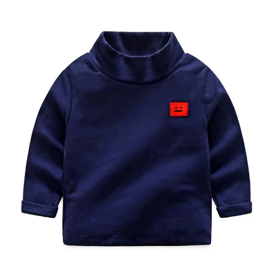 Dark blue Berymond/весенне-осенняя футболка детская рубашка детская высококачественная повседневная мягкая однотонная хлопковая рубашка с высоким воротником и длинными рукавами - Цвет: Dark blue