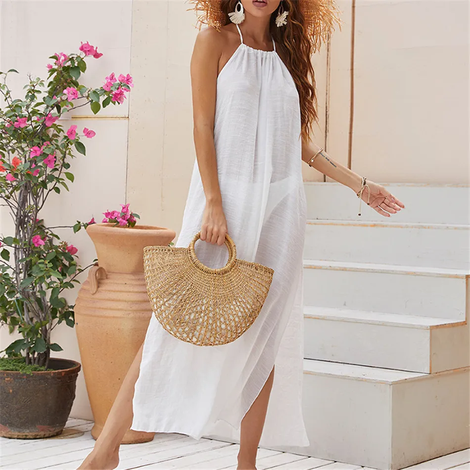 CHYAOWU0130 Bohemian Swimsuit Cover Up Sexy Beach Dress 2022 Summer Backless Slit Long Beach Outing Beachwear Swimwear for Women