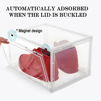 

Newly Sneaker Shoe Box Acrylic Sneaker Display Box Shoes Storage Case Organizers Stackable Foldable TE889