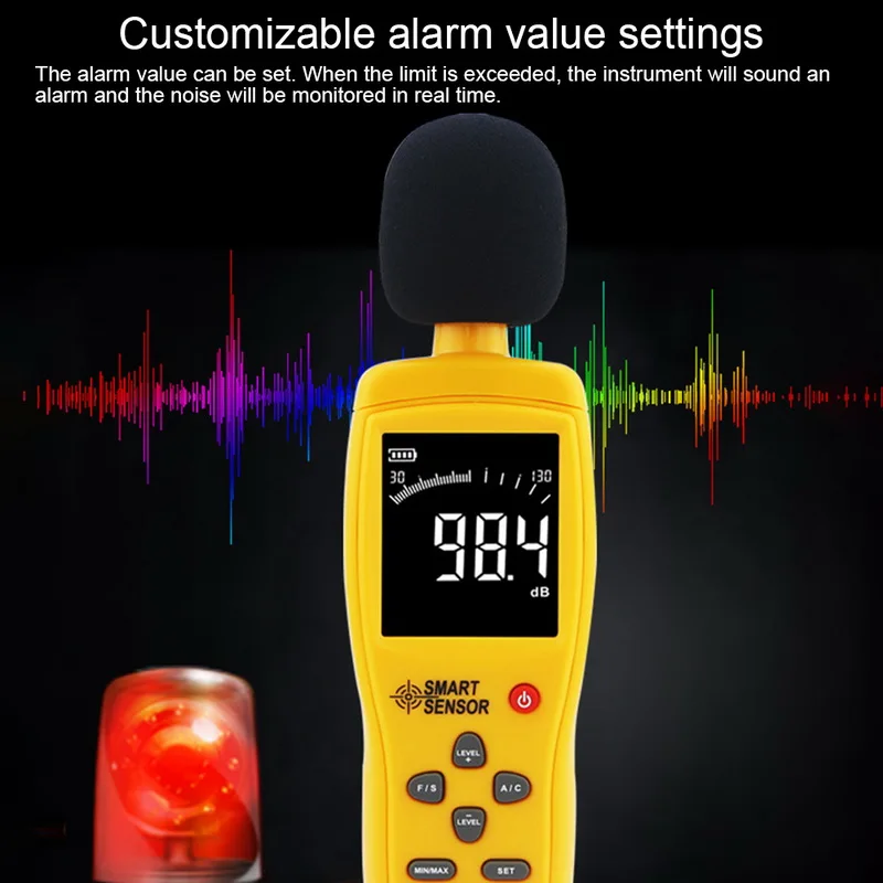 Цифровой измеритель уровня звука Noisemeter детектор тестер уровня давления цветной ЖК-дисплей 30~ 130 дБ тестер мониторинга