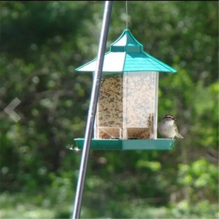 Green Pavilion Bird feeder Wild Bird Feeder Outdoor Food Container Hanging Birdhouse JS22