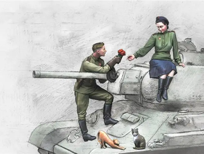 Неокрашенная полимерная фигурка love in wartime 2 масштаб 1/35 | Игрушки и хобби