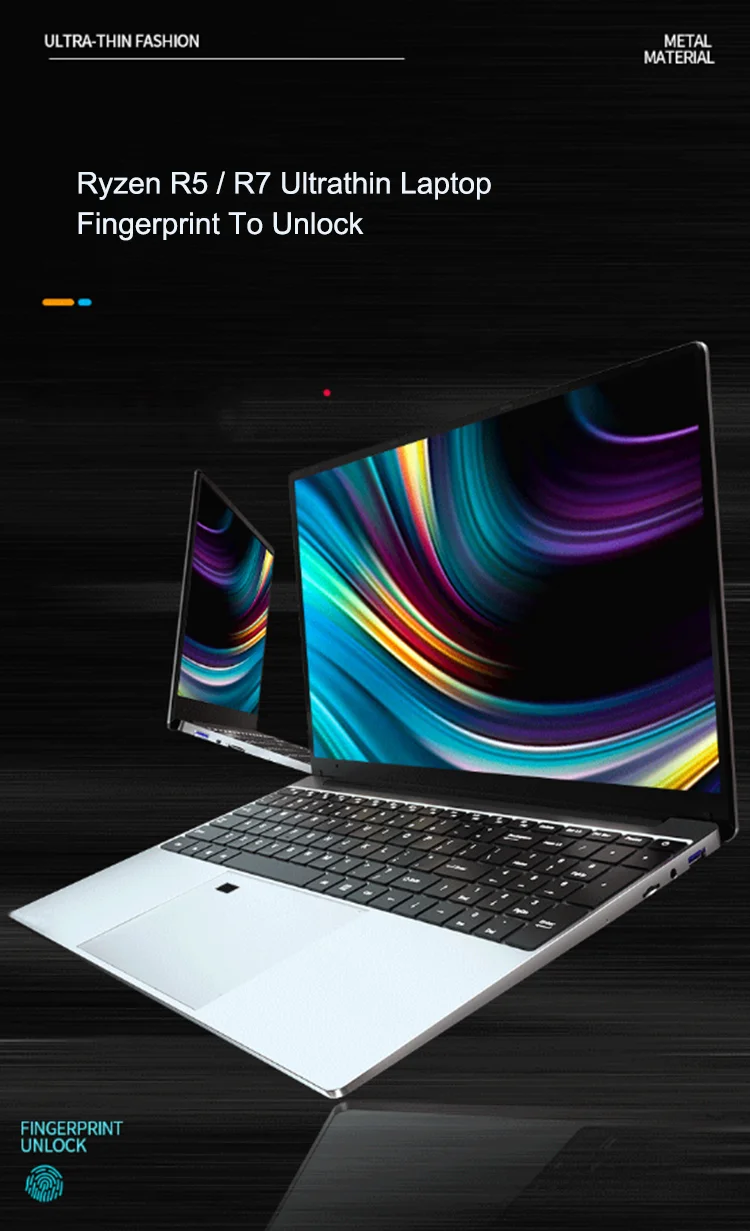 15.6 Inch AMD Ryzen R7 Laptop 2700U 8GB LPDDR4 256GB SSD Notebook Gaming Computer 5G WiFi Windows 10 With Fingerprint the latest ultraslim laptops