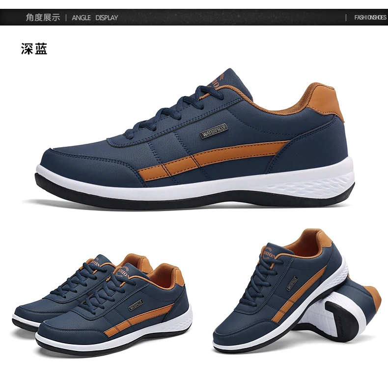 Leather Men Shoes Sneakers Trend Casual Shoes Italian Breathable Leisure Male Sneakers Non-slip Footwear Men Vulcanized Shoes