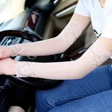 Летние охлаждающие манжеты для вождения, верховой езды, защита от солнца, ультрафиолетовый луч, кружевные рукава для рук, защита для рук, нарукавники, Женские 38 см X-long