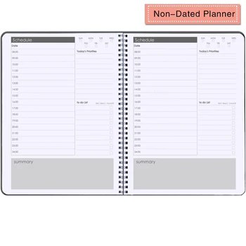 

Flexible Cover Spiral Notebook Weekly Hourly Agenda Planners Non-Dated Hourly planner list memo note pad Office Stationery