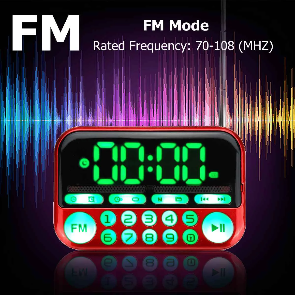 

New Design LEORY Portable Digital Display FM Radio TF Card USB MP3 Music Player Clock Alarm Radio Speaker