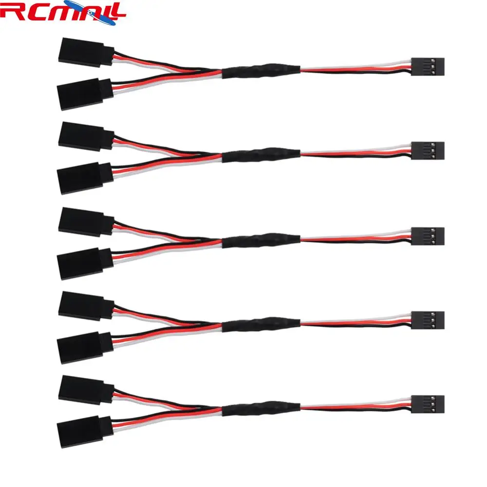 

5PCS 15cm Servo 1 to 2 Y Harness Leads Splitter Cable, Male to Female Servo Extensions Lead Wire for RC Airplane, for JR/Futaba