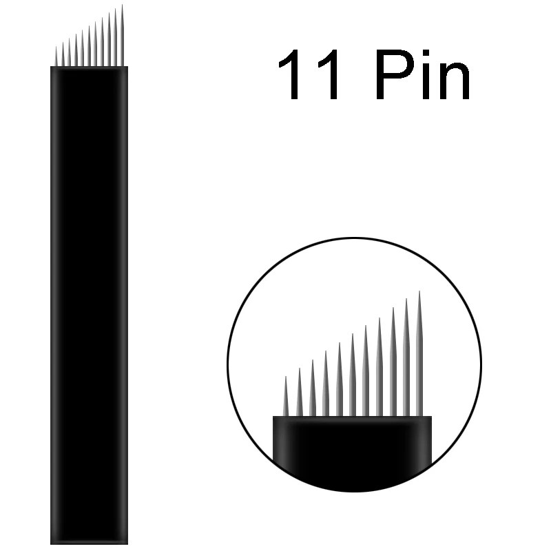 50 шт. 0,18 мм Lamina Tebori Flex микроблейдинг 12 14 16 18 u-образные иглы для татуажа для перманентного макияжа лезвия для бровей ручная ручка - Габаритные размеры: 11pin