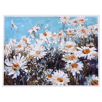 

DIY Oil Painting Paint By Number Kit Image Drawing On Canvas By Hand Coloring Arts Crafts & Sewing NEW White Daisies
