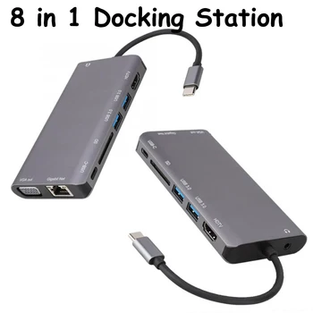 

Onten Type-C Multi-function Dock Station 2 USB3.0 SD Card Reader HDMI/VGA JACK3.5 Gigabit RJ45 Lan Type-C(PD) Port 4K Ultra HD