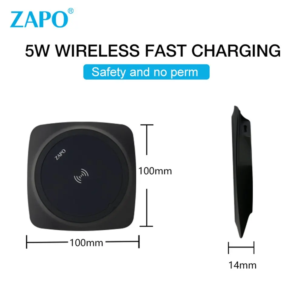 ZAPO W5 Qi Standard Wireless Fast Charger Universal Slim Phone Charger Charging Pad Desktop Charger For iPhone For Samsung