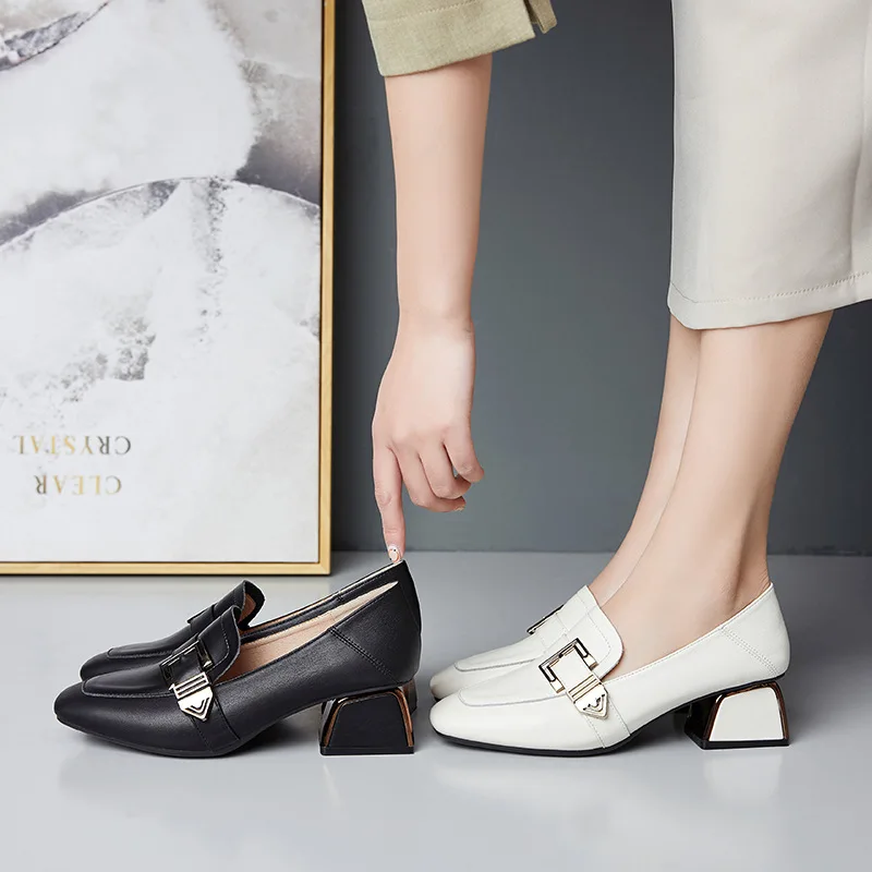

Shoes Women's 2020 New Style-Mary Korean-style Spring WOMEN'S Shoes Jane Square Head Low-Cut Chunky-Heel Hiking Loafers