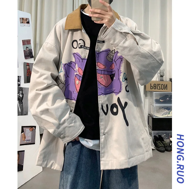 

2020 Spring New Style Japanese-style Cartoon Jacket Men's Casual Versatile Korean-style Students Coat Fashion INS Loose-Fit Coat