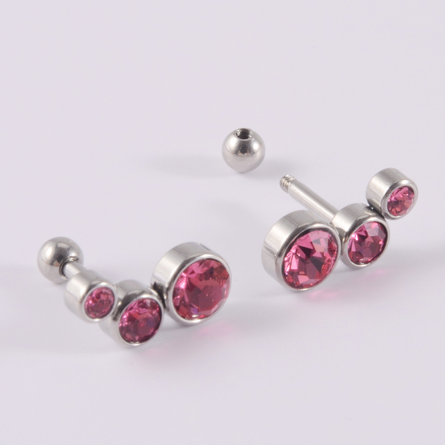 Flat CZ Gem Opal Lip Labret Stud Piercing Internall Thread Ear Tragus Cartilage Helix Stud Earring Body Jewelry