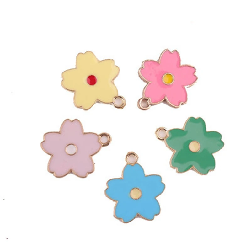 

20x17MM Flower Glazing Colorful KC Alloy Earring Necklace Pendants DIY Jewelry Charms Making Findings Fittings Accessories