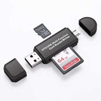

2 In 1 USB OTG Memory Card Reader MINI USB 2.0 OTG Micro SD/SDXC TF Card Reader Adapter for PC Laptop Computer Extension Header
