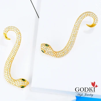 

GODKI Luxury Snakes Cubic Zircon Bridal Wedding Imitation Pearl Long Drop Earrings For Women Jewelry boucle d'oreille femme 2018