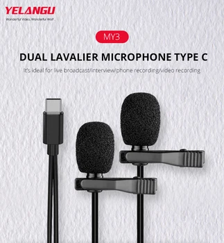 

YELANGU MY3 Vlog Video Recording Lavalier Mini Condenser Lapel Microphone Mic for IPhone12 Android Mac and DSLR Camera Camcorder