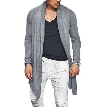 

Men Winter Trench Coat Jackets Spring Autumn Outwear Cardigan Punk korean Men Waterfall Neck Long Streetwear Trench Coats Male