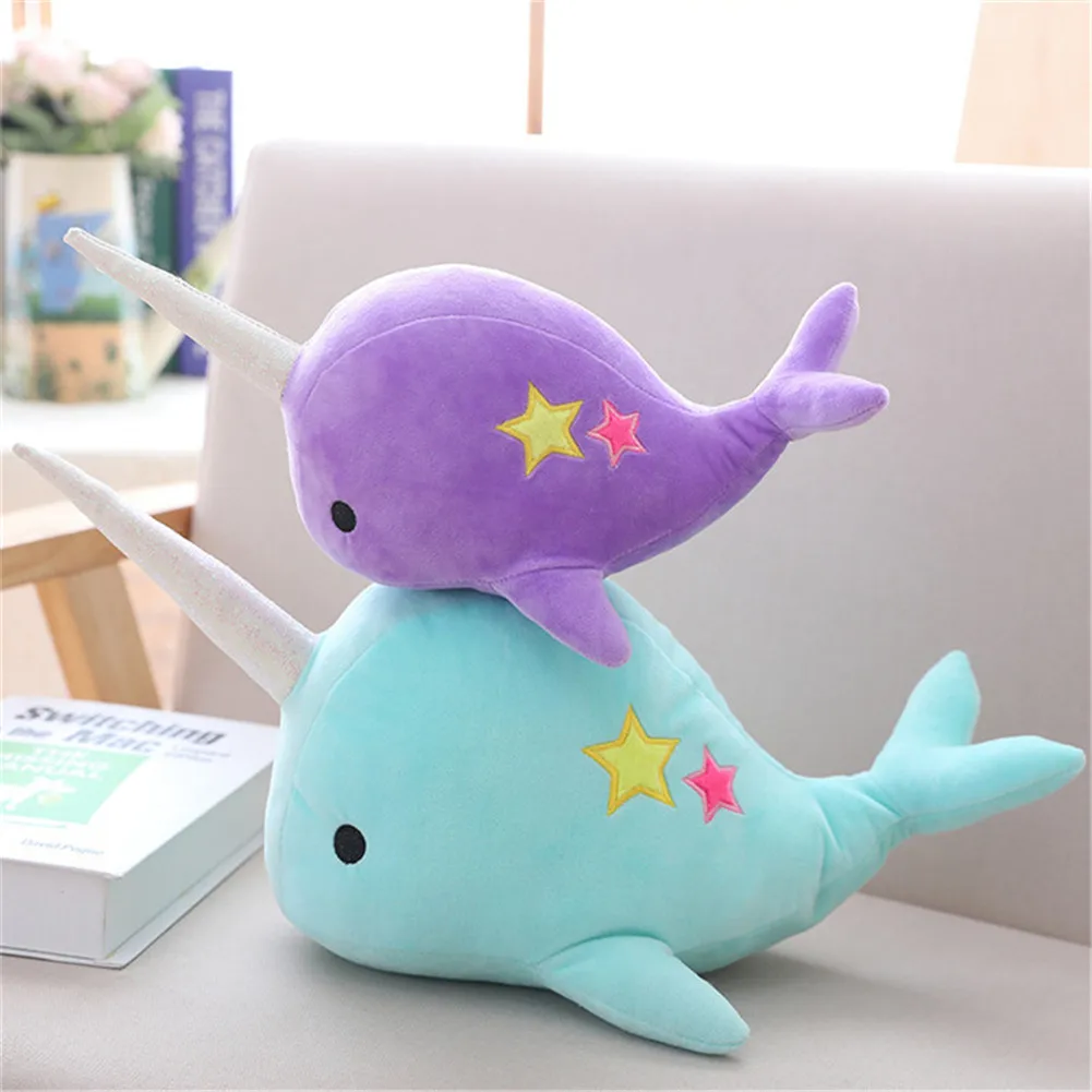 

Cartoon Narwhal Shape Stuffed Soft Plush Doll Toy for Kids Lovers Decoration