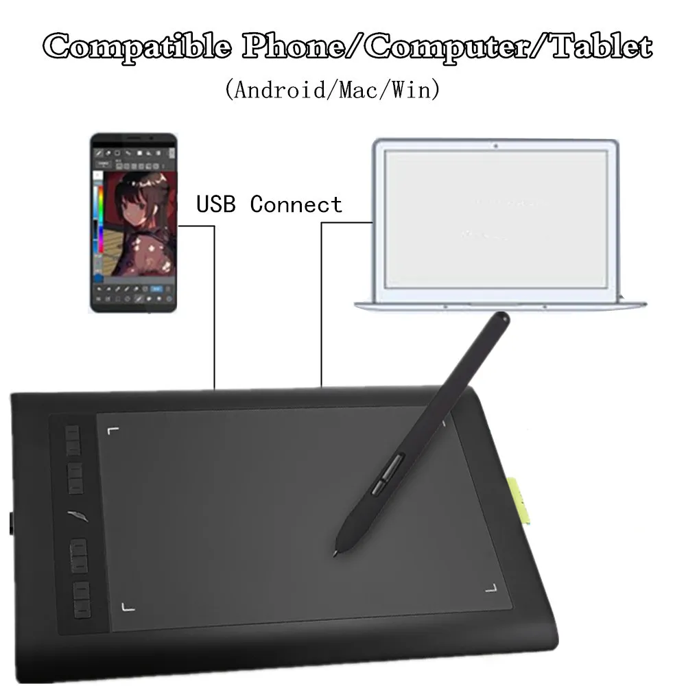 

New AP1060 Digital Tablets Micro USB Signature Graphics Drawing Pen Tablet 10.1 OSU Game Battery-Free Drawing Tablet With Gift