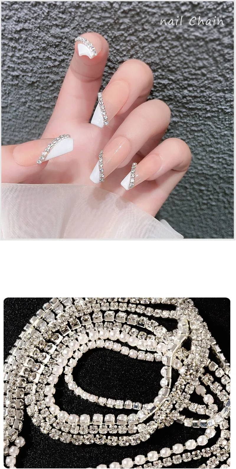 Breloques et perles de chaîne pour ongles or rose et argent_voghion.com