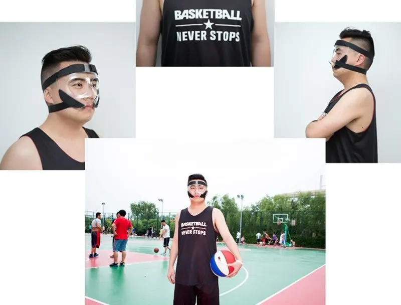 Прозрачная баскетбольная защитная оболочка, маска для всего лица, Футбольная маска, Спортивная медицинская маска для лица, носа, глаз, щек, защитная маска