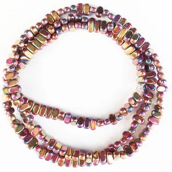 

4X2mm Purple Rainbow Hematite Oblong Loose Bead 15.5 Inch 526TS 12.4g