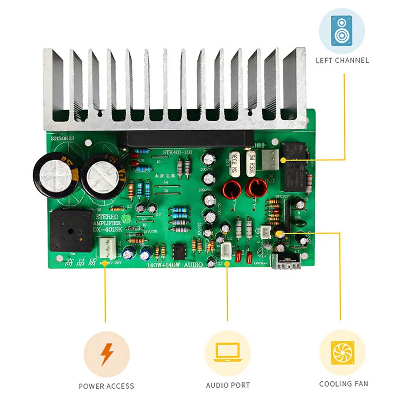 Stk401 аудио усилитель плата Hifi 2,0 канал 140W2 усилитель мощности плата Ac24-28V домашнего аудио за пределами 7294/3888 T0342