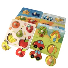 Ensemble de Puzzle 3D pour Enfant, en Bois, Planche à Main, avec Motif de Dessin Animé, Animal, Jouet d'Apprentissage Éducatif, Précoce