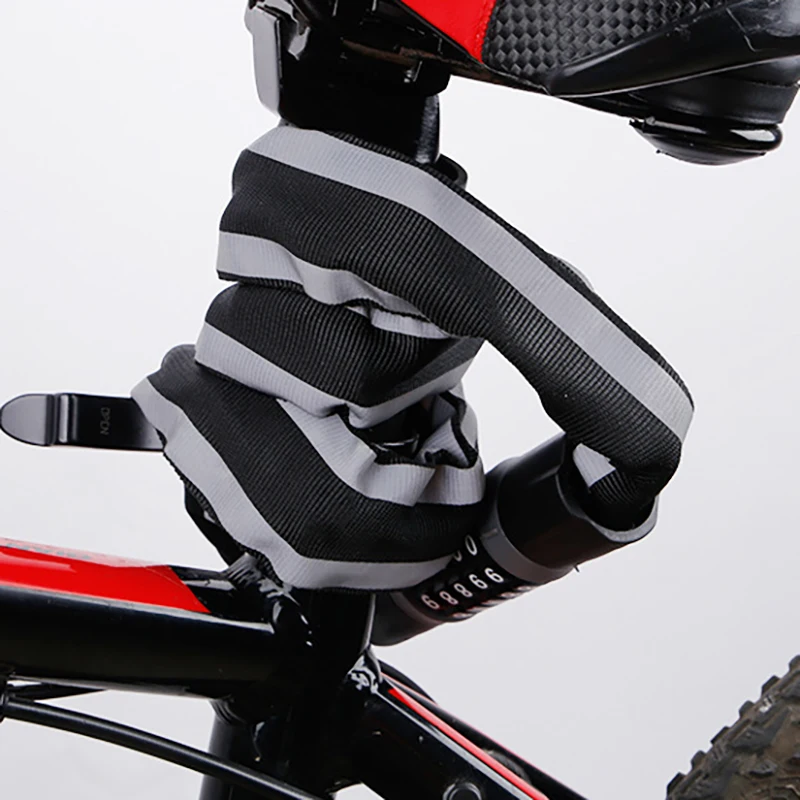 Cycle Locking Cable Bicycle Lock Combination 5 Digit Cycle Locking Chain Reflective Strips Security Bike Accessories Cycle Lock
