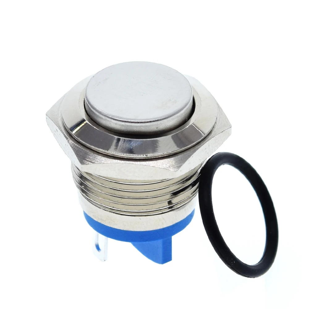 16mm metal push button waterproof nickel-plated brass button switch press button reset 1NO high round momentary 16GT.F. L