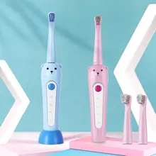 Модная 3 режима Детская электрическая зубная щетка USB перезаряжаемая мультяшная зубная щетка для детей с 3 сменными головками