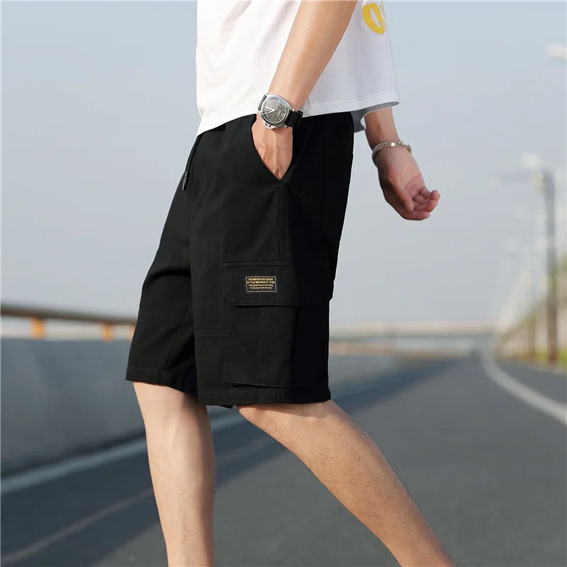 Мужские летние хип-хоп шорты-шаровары до колена шорты в уличном стиле мужские хлопковые черные шорты Карго с большими карманами размера плюс 5XL FB15
