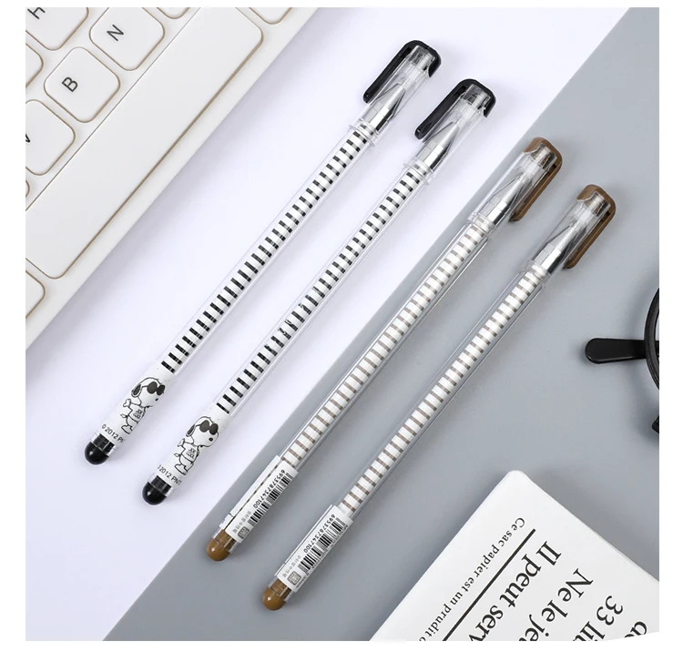 12pcs/set Cute cartoon Gel Pen 0.35mm Black Ink Neutral Pen Kawaii Korean Stationery for student writing bullet journal supplies
