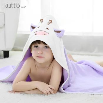 

Children Bath Towel Cloak Cape Type Kid Pure Cotton Comfortable Cute Cartoon Dairy Cattle Infants Safety Baby Blanket