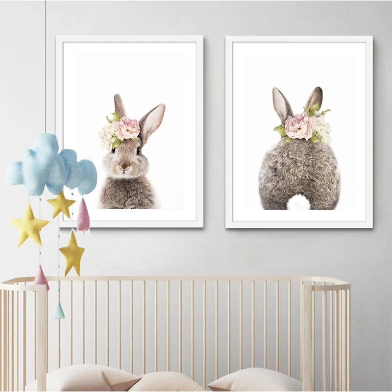Girls Bedroom Decor Bunny Rabbit Nursery Wall Art Decor