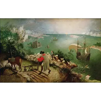 

5 Handmade Art Paintings by Teachers - Landscape With Fall Of Icarus Pieter Bruegel the Elder seascape - Oil Painting on Canvas