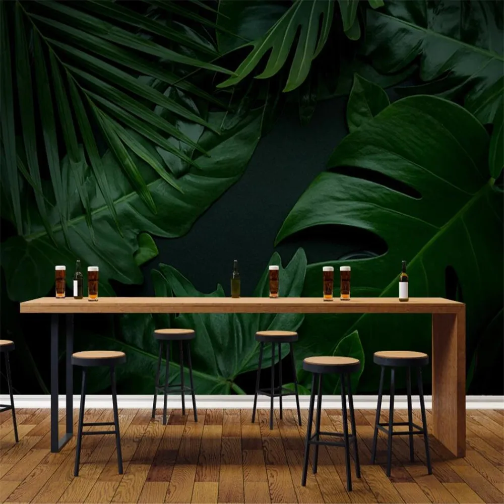 

Drop Shipping Custom 3D Wallpaper Mural Green Plant Leaves Living Room Background Wall Decoration Painting Wallpaper Mural