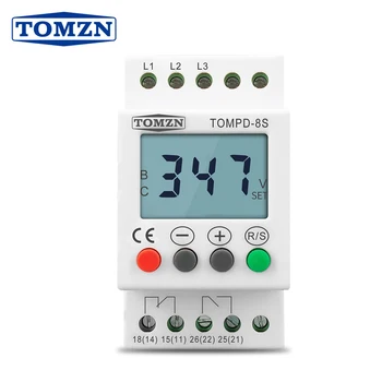 

3 Phase Din rail Voltage Monitoring Sequence Protection Relay adjustable Under Over Voltage Protector