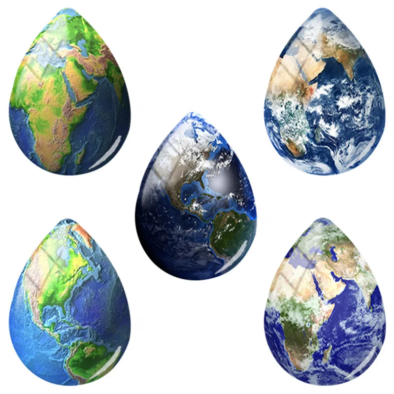 JWEIJIAO World Earth Planet Home Pattern слеза капля стекло кабошон Купол 18x25 мм ручной работы