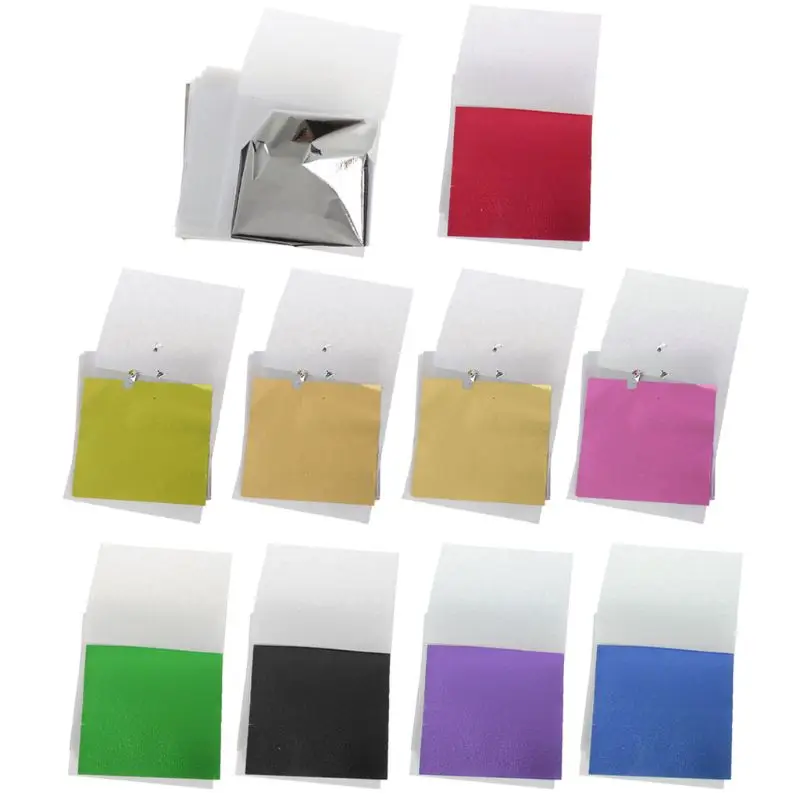

100Pcs Gold Leaf Sheet DIY Imitation Foil Paper Resin Jewelry Making Gilding Art