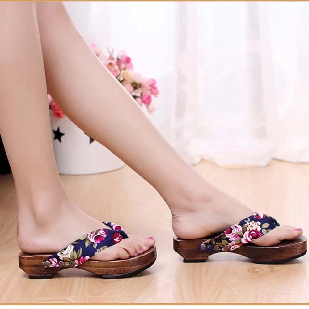

Summer 2019 New Home Shoes Hot Selling Platform Shoes Wood Women Sandals Clog Wooden Slippers Flip Flops zapatos de mujer #P