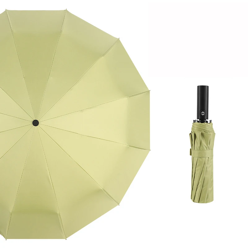 YADA 12 кость сплошной цвет полностью автоматический зонтик для защиты от ветра Складной Дождливый Зонтик для женщин мужчин анти-УФ Авто зонтик YD208 - Цвет: green